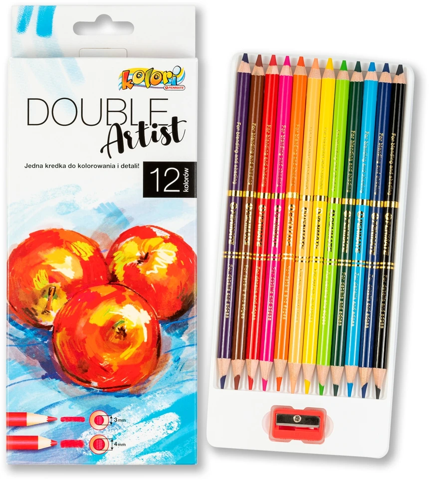 Kolori Dvipusės kreidelės Double Artist 12 spalvų Penmate