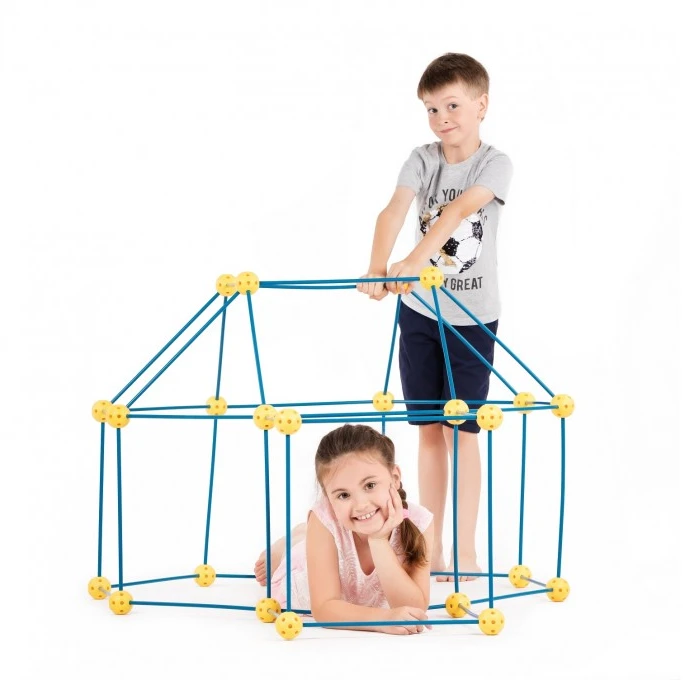 Kolorowe Baloniki Crazy Geltonas-Mėlynas Tent House BAZA 72 vnt. NAMO blokai Konstrukcijos