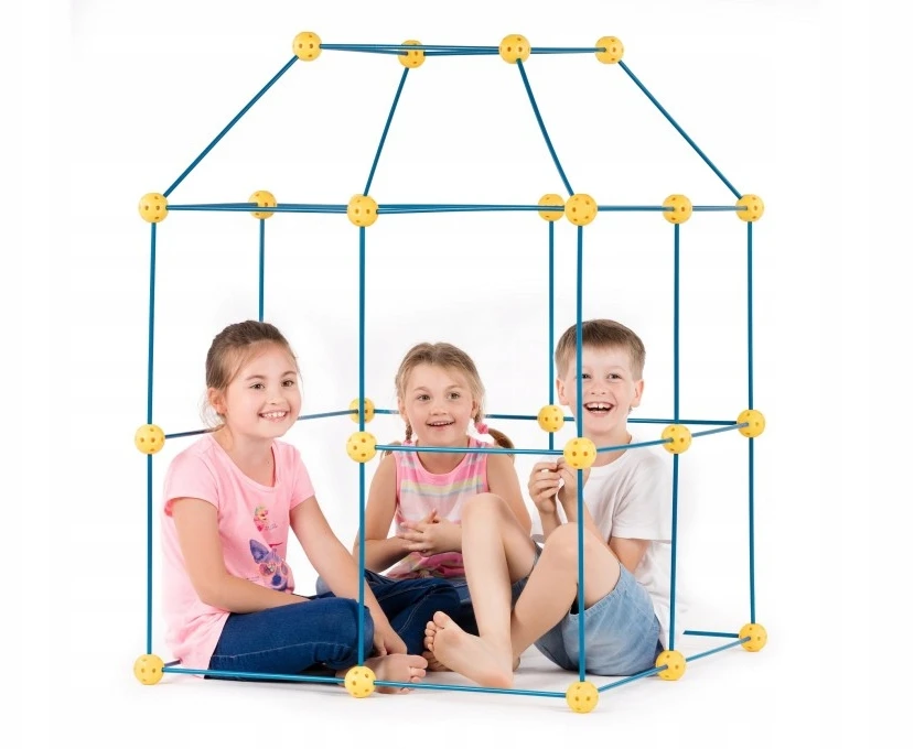 Kolorowe Baloniki Crazy Geltonas-Mėlynas Tent House BAZA 72 vnt. NAMO blokai Konstrukcijos