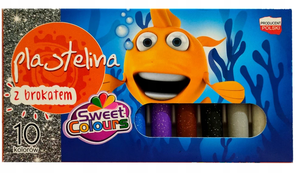 Koma Plast Plastelino rinkinys su blizgučiais, 10 spalvų