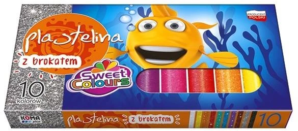 Koma Plast Plastelino rinkinys su blizgučiais, 10 spalvų