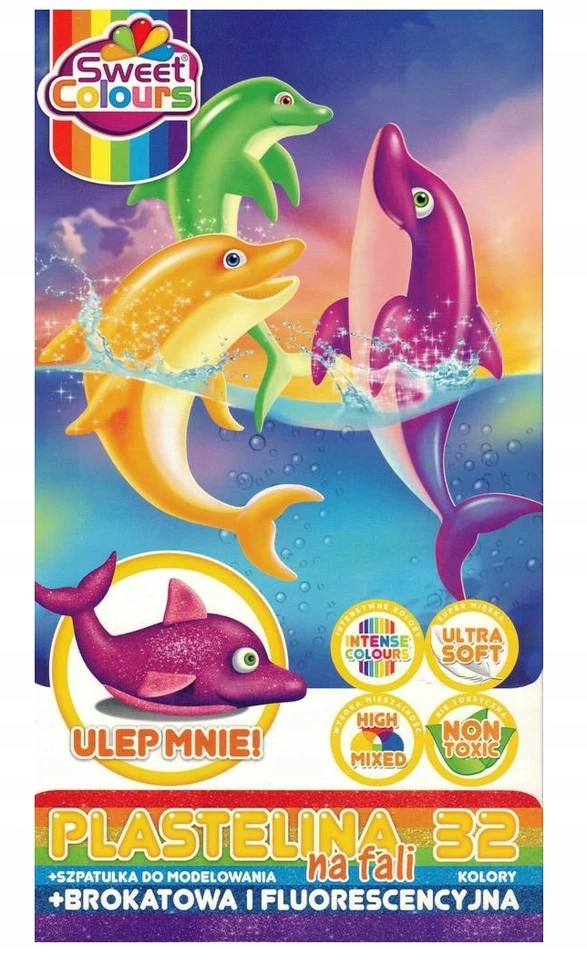 Herlitz Koma Plast Plastelinos rinkinys 32 spalvos su blizgučiais ir fluorescencinėmis