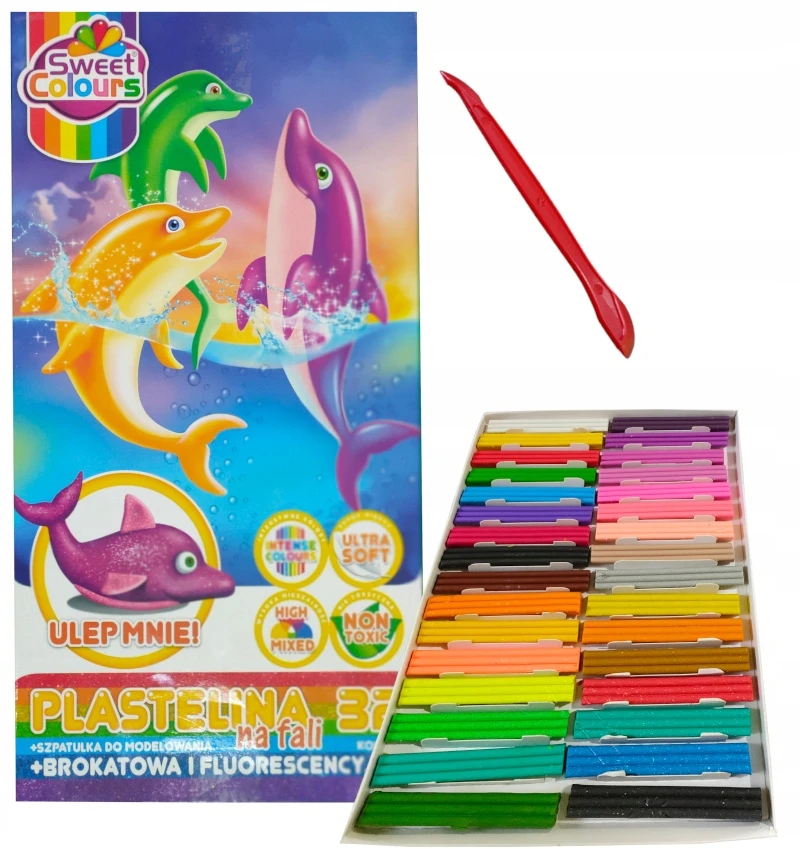 Herlitz Koma Plast Plastelinos rinkinys 32 spalvos su blizgučiais ir fluorescencinėmis