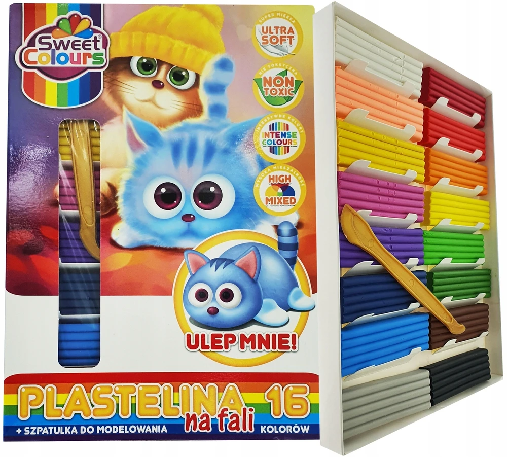 Koma-plast Sweet Colours plastilinas, 16 spalvų + mentelė
