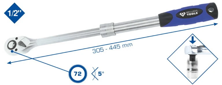 Kombinuotas raktas su terkšle KS Tools Gear+Flex; 10 mm