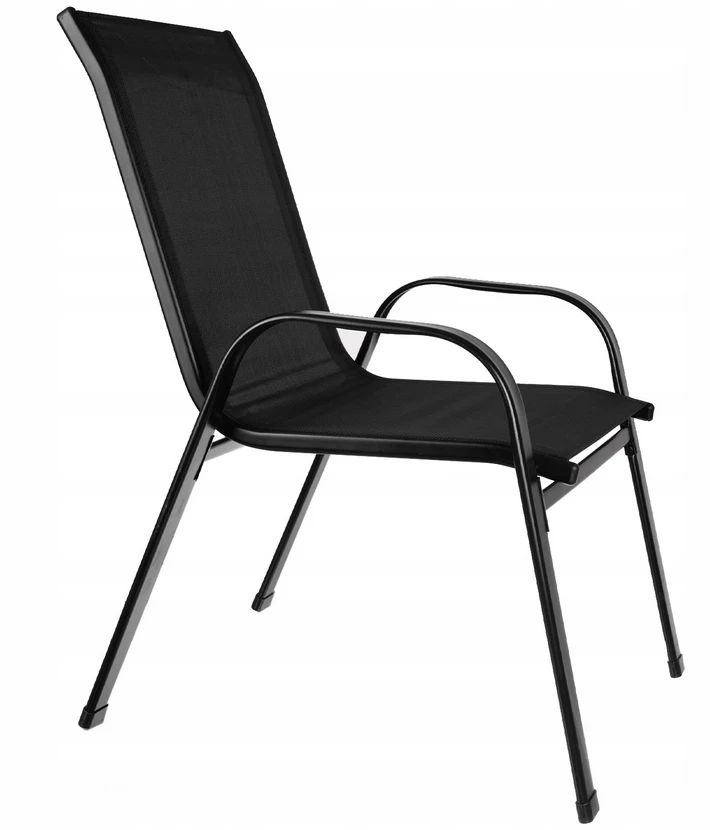 Komplekt 4 lauko kėdžių, metalinės, juodos, tvirtos