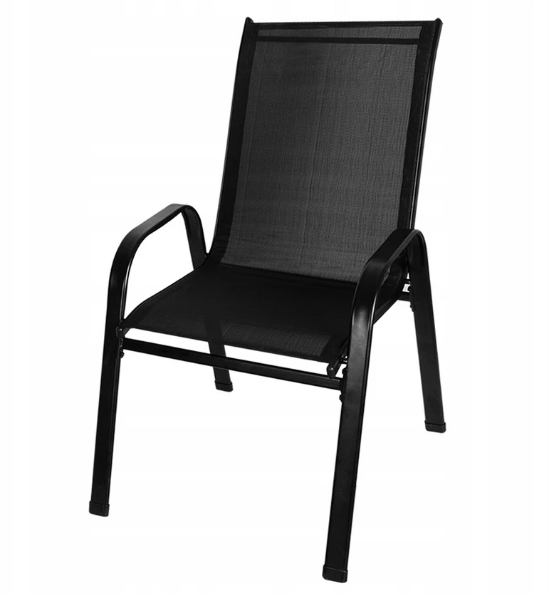 Komplekt 4 lauko kėdžių, metalinės, juodos, tvirtos
