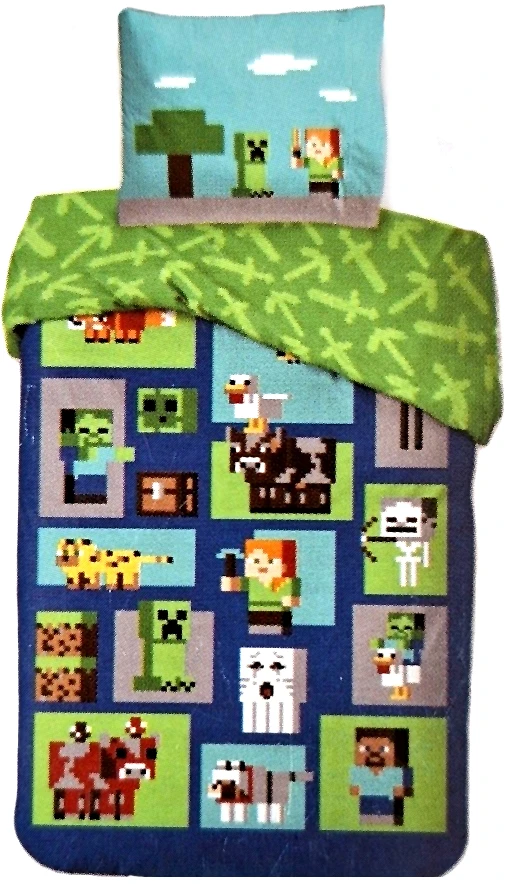 KOMPLET POŚCIELI MINECRAFT 160 X 200 Patalynė 100% BAWEŁNA CARBOTEX