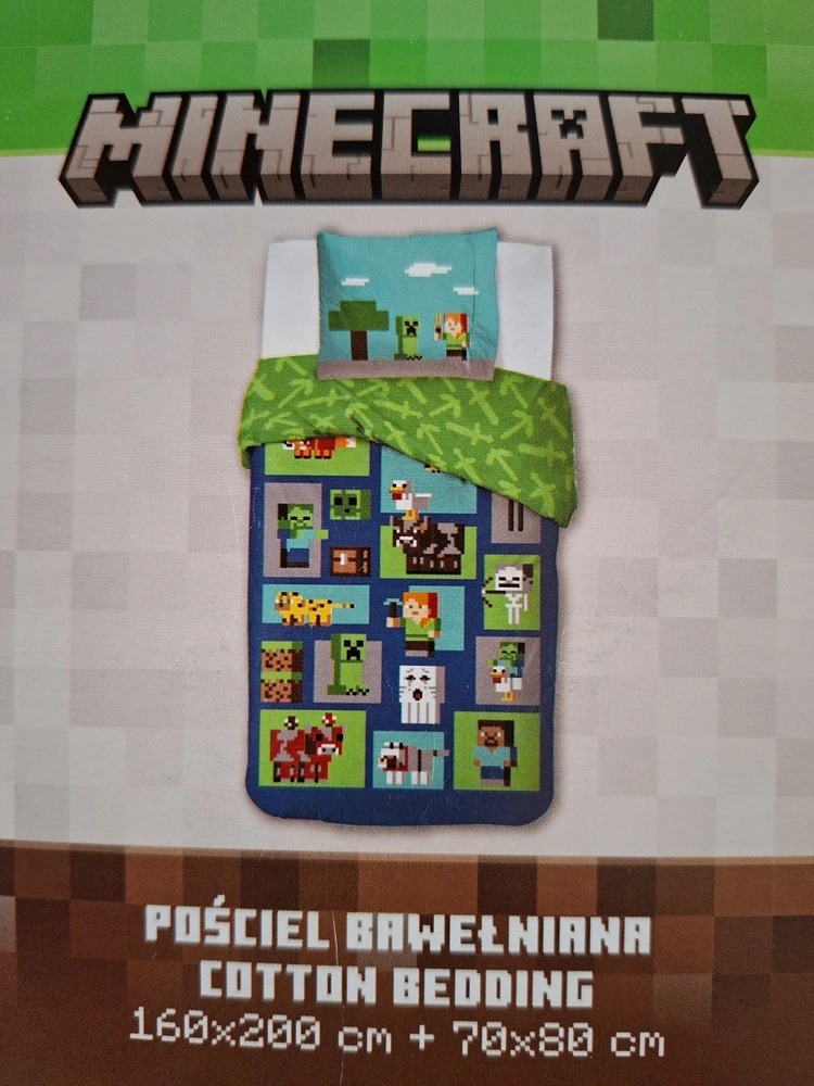 KOMPLET POŚCIELI MINECRAFT 160 X 200 Patalynė 100% BAWEŁNA CARBOTEX