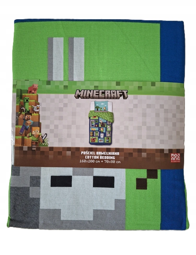 KOMPLET POŚCIELI MINECRAFT 160 X 200 Patalynė 100% BAWEŁNA CARBOTEX