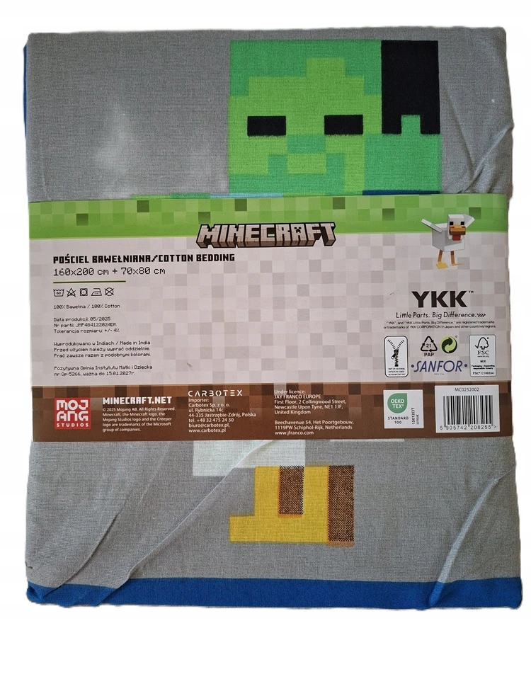 KOMPLET POŚCIELI MINECRAFT 160 X 200 Patalynė 100% BAWEŁNA CARBOTEX