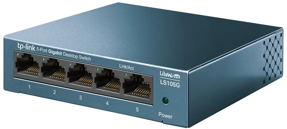 Šakotuvas TP-LINK LiteWave 5 prievadų gigabito darbalaukio komutatorius su 5 gigabito RJ45 prievadais, plieniniame korpuse