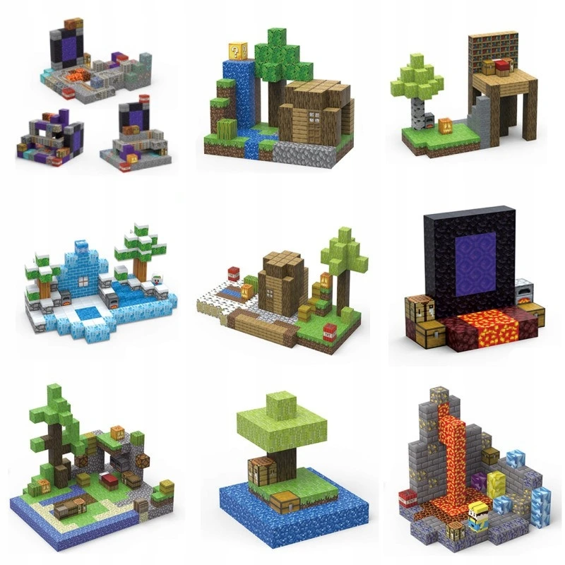 Konave Pixele 3D magnetiniai blokeliai 154 vnt. + 4 figūrėlės blokelių RINKINYS