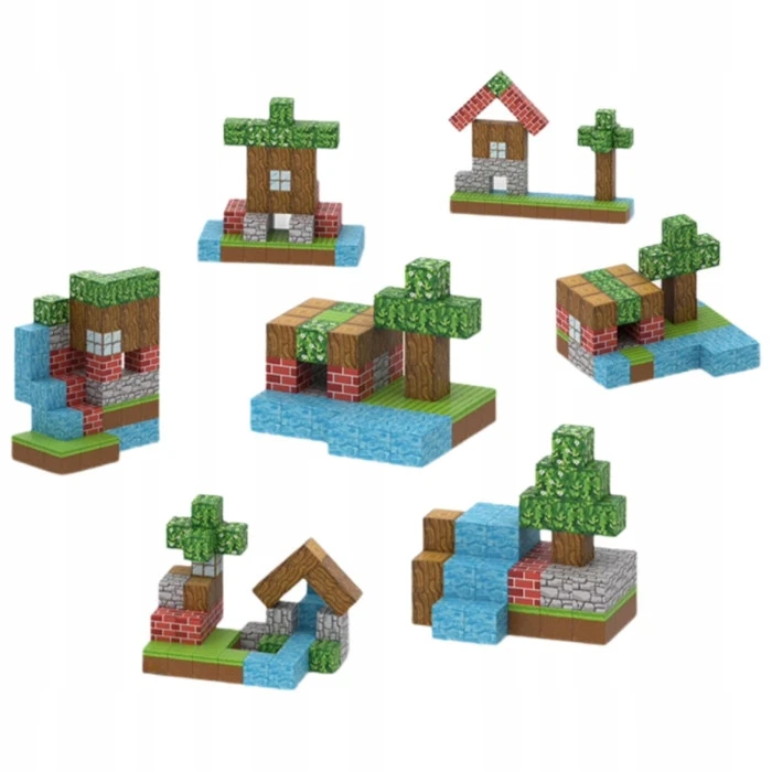 Konave Pixele 3D magnetiniai blokeliai 154 vnt. + 4 figūrėlės blokelių RINKINYS