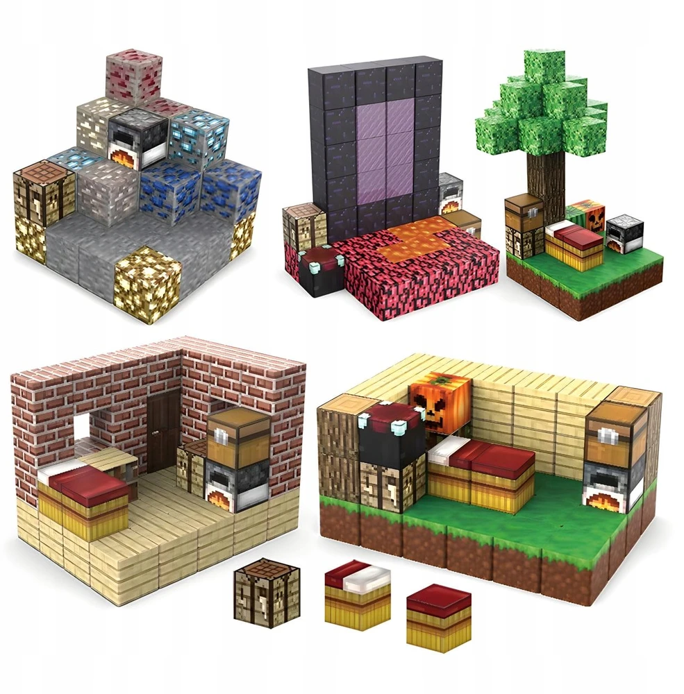Konave Pixele 3D magnetiniai blokeliai 154 vnt. + 4 figūrėlės blokelių RINKINYS