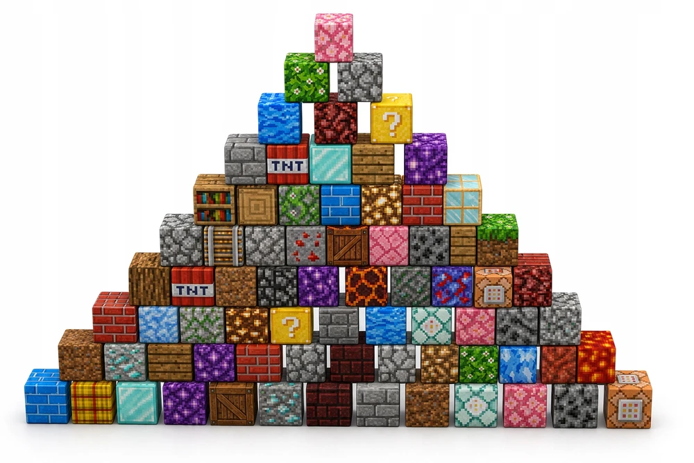 Konave Pixele 3D magnetiniai blokeliai 154 vnt. + 4 figūrėlės blokelių RINKINYS