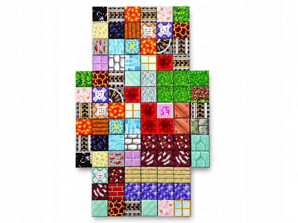 Konave Pixele 3D magnetiniai blokeliai 154 vnt. + 4 figūrėlės blokelių RINKINYS
