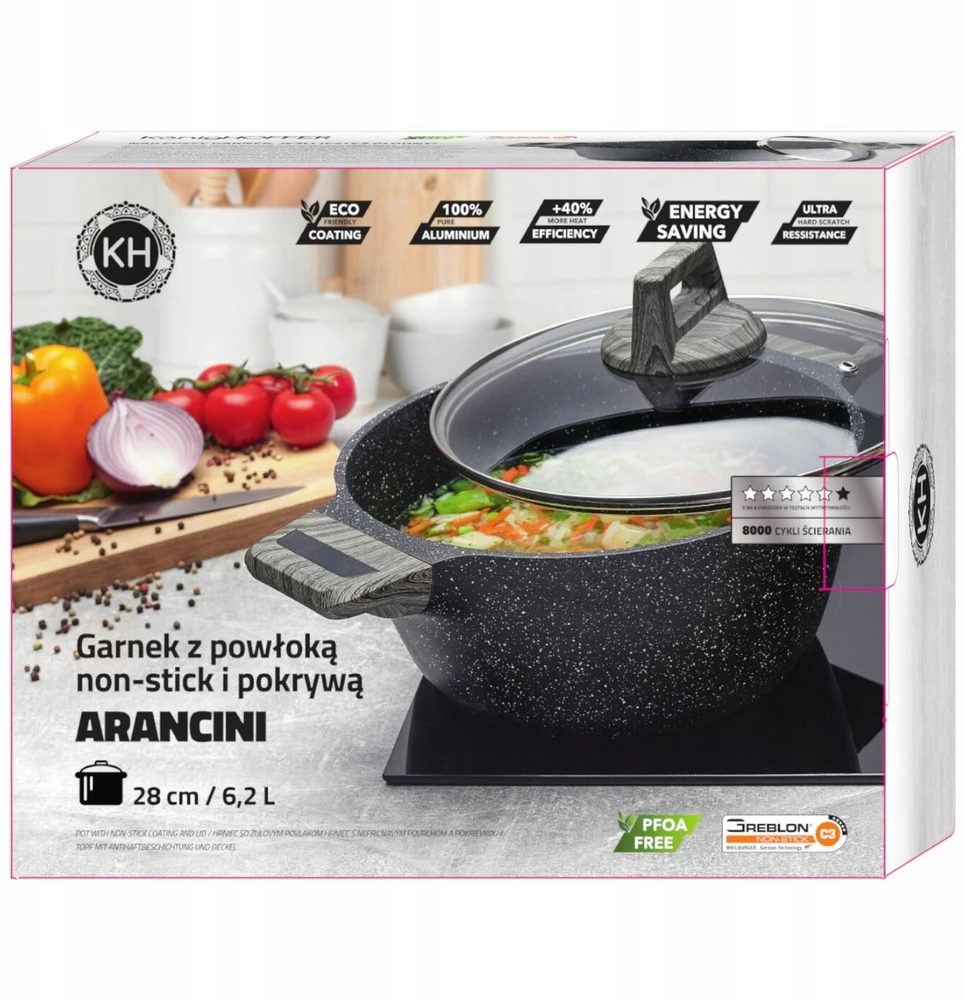Konighoffer Arancini puodas su dangčiu, 6.5l, marmurinis, indukcinis