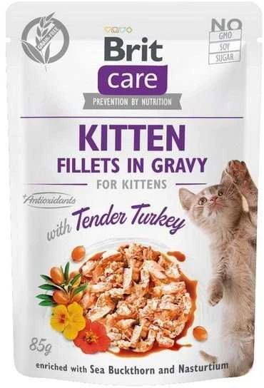 Konservuotas ėdalas katėms Brit Care Cat Kitten Fillets in Gravy kalakutiena, 85 g