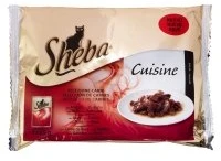 Ėdalas katėms SHEBA, įvairios mėsos rinkinys, maišeliuose, 4 x 85 g