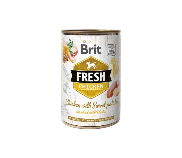 Brit Fresh konservai šunims vištiena&Sweet bulvės 400g