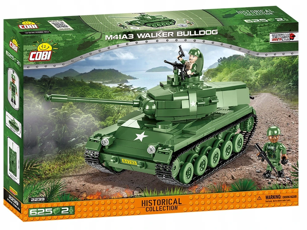 Konstravimo žaidimai – Vietnamo karo tankas M41A3 Walker Bulldog – 625 vnt. – 2 Cobi figūrėlės