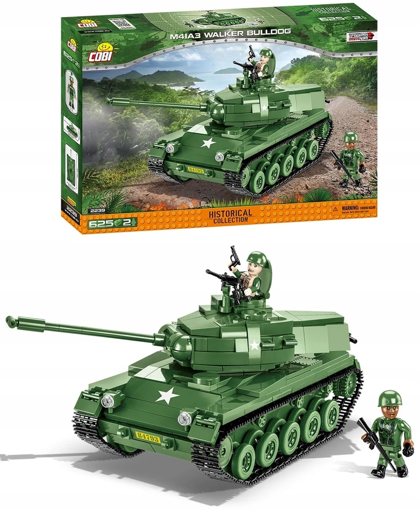 Konstravimo žaidimai – Vietnamo karo tankas M41A3 Walker Bulldog – 625 vnt. – 2 Cobi figūrėlės