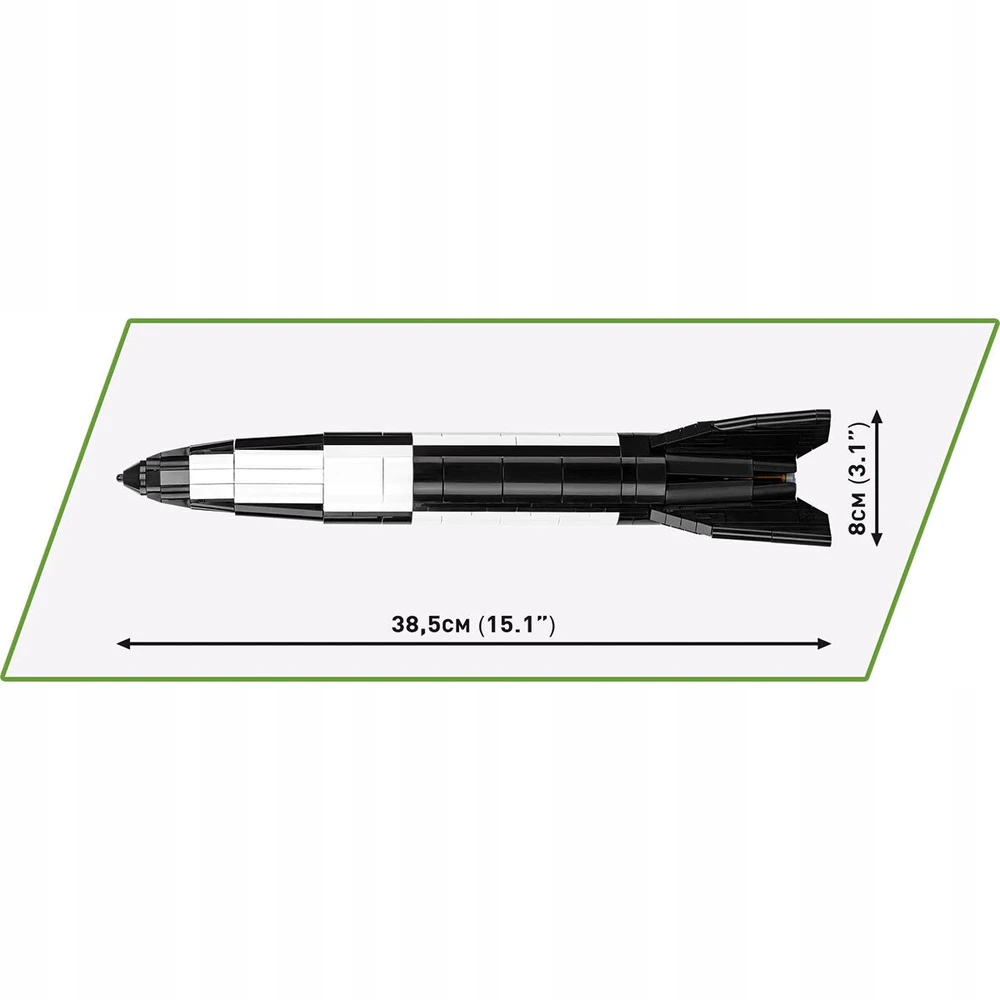 KONSTRUKCIJOS ŽAIDIMAS - COBI - V2 RAKETA ATLYGINIMO GINKLAS - 560 dalių - 1:35 mastelis - Juodai baltas