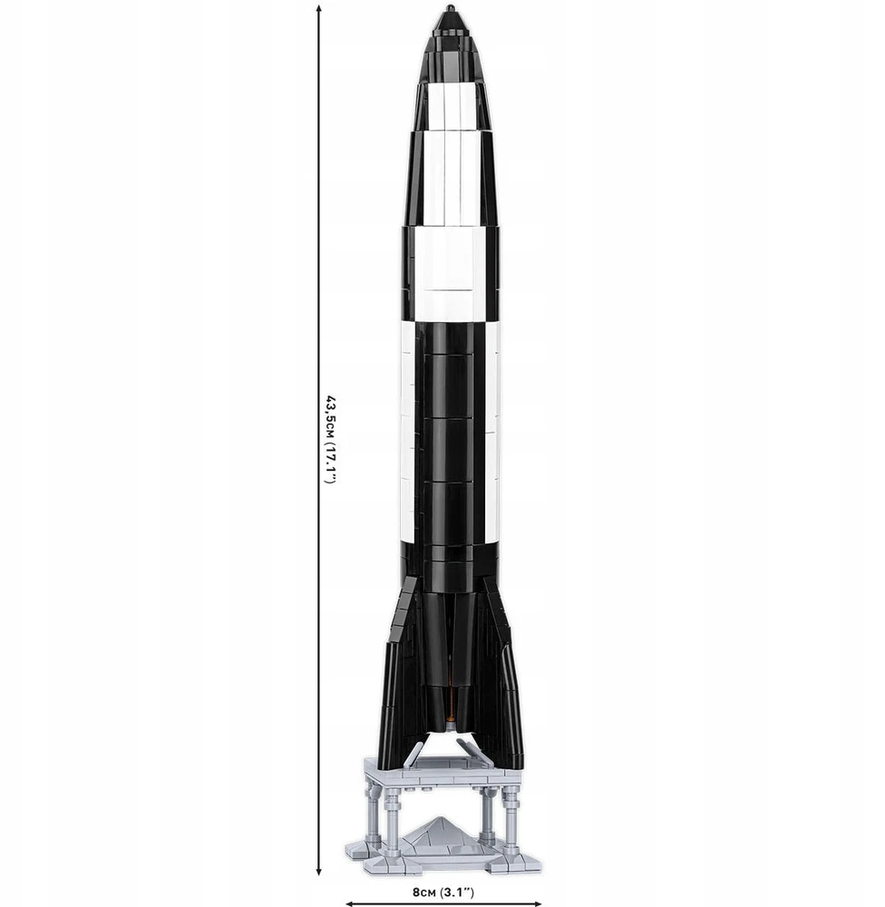 KONSTRUKCIJOS ŽAIDIMAS - COBI - V2 RAKETA ATLYGINIMO GINKLAS - 560 dalių - 1:35 mastelis - Juodai baltas