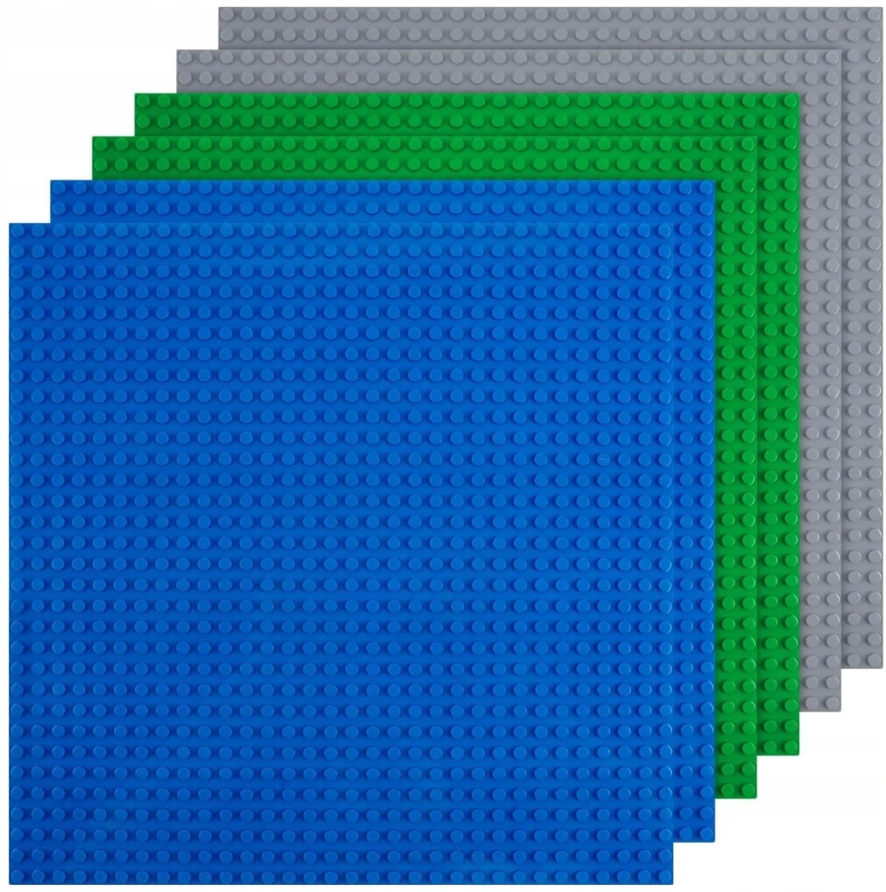 Konstrukcinė plokštė blokeliams 32x32 pilkai mėlyna žalia rinkinyje 6 vnt