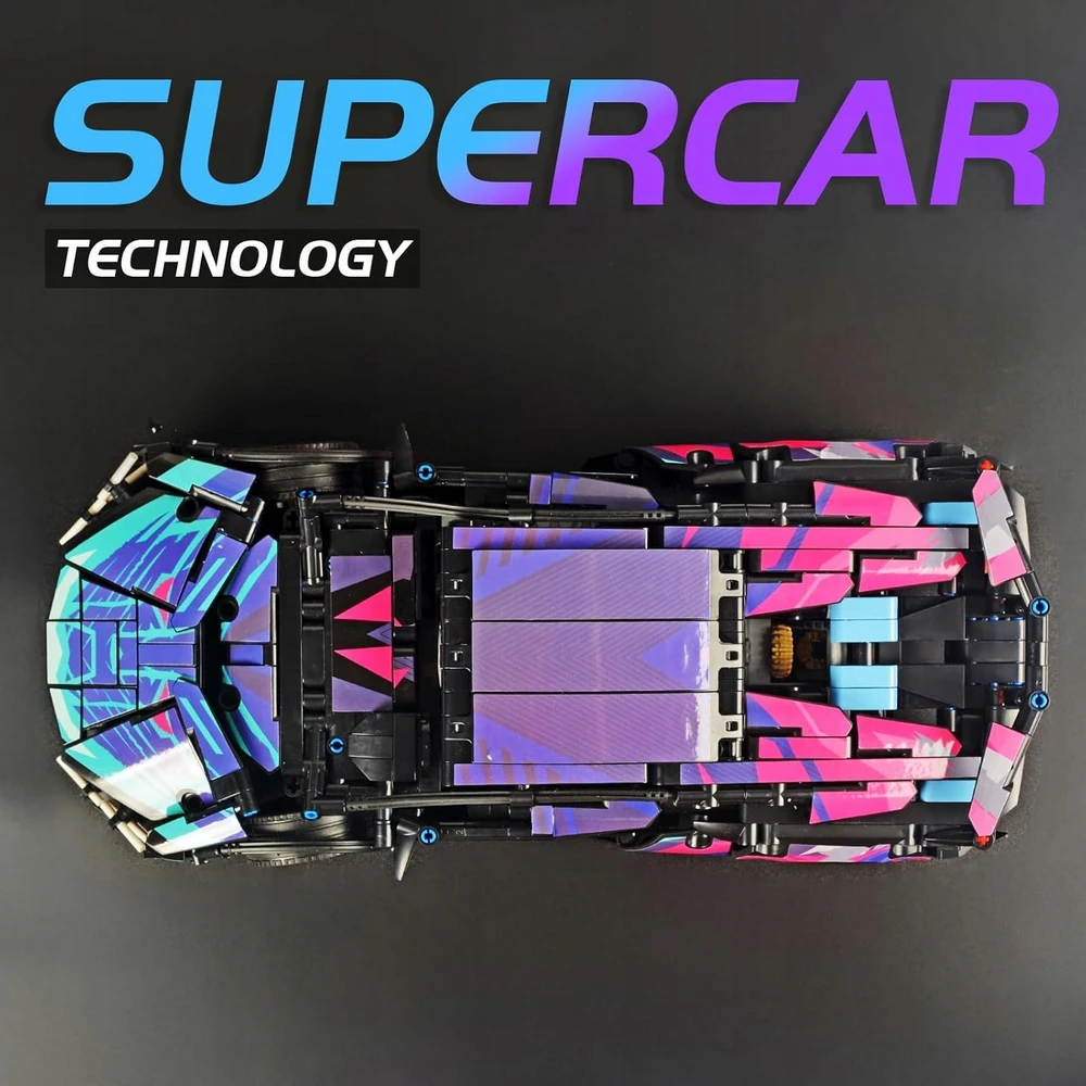 KONSTRUKCINIAI BLAKAI AUTOMOBILI LAMBO 1280 el FLUO LIGHTS TECHNIK 36 CM 1:14