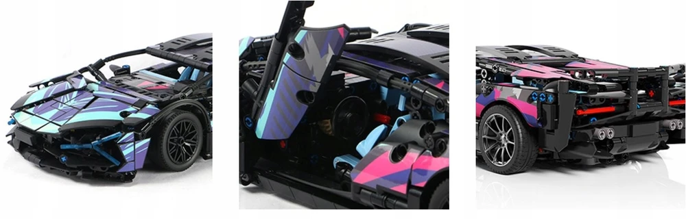 KONSTRUKCINIAI BLAKAI AUTOMOBILI LAMBO 1280 el FLUO LIGHTS TECHNIK 36 CM 1:14