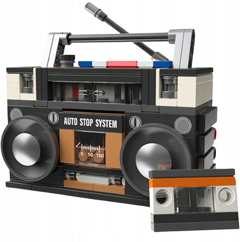 KONSTRUKCINIAI BLAKAI RETRO BOOM BOX RADIJO KASETĖS ĮRAŠYMAS 3D 168 EL