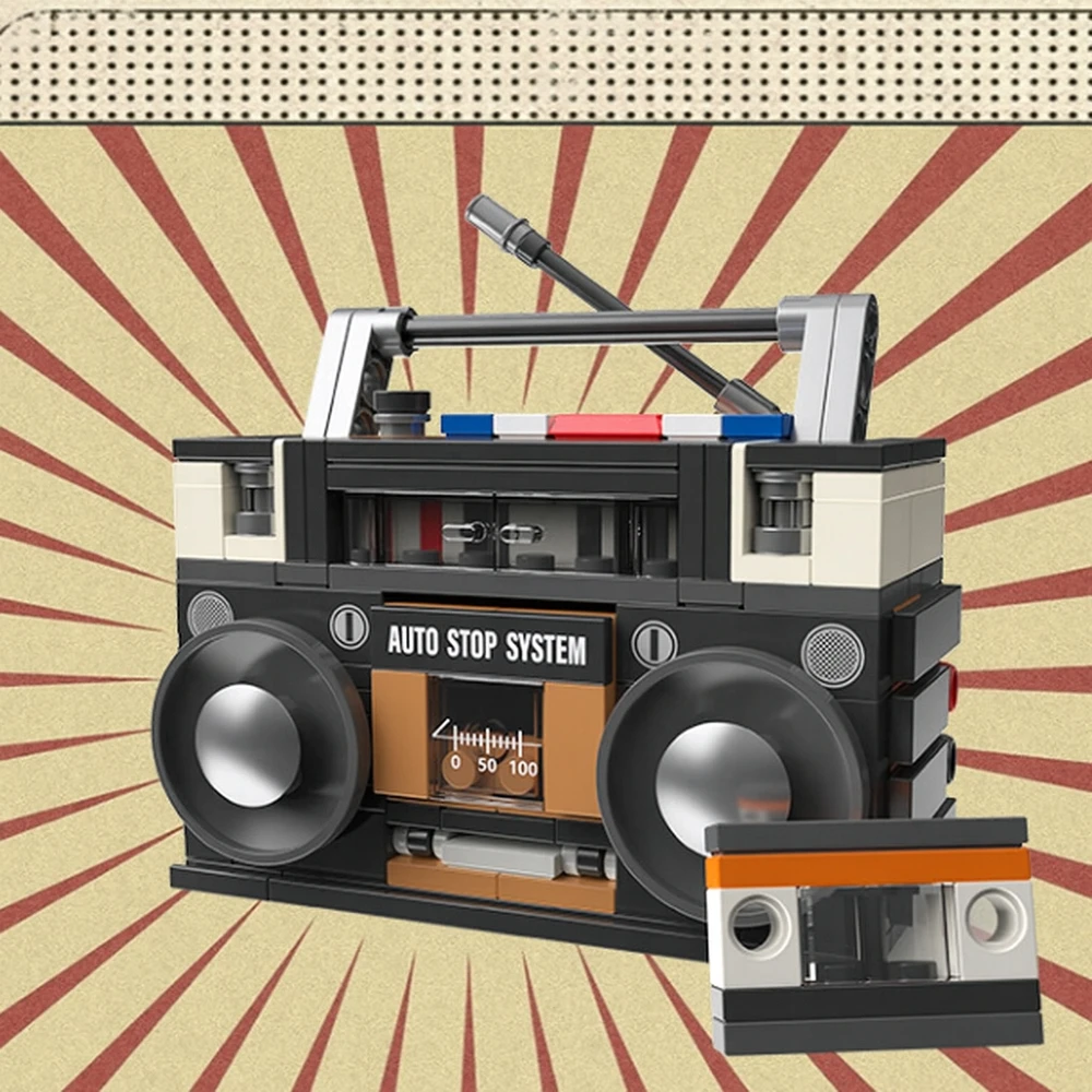 KONSTRUKCINIAI BLAKAI RETRO BOOM BOX RADIJO KASETĖS ĮRAŠYMAS 3D 168 EL