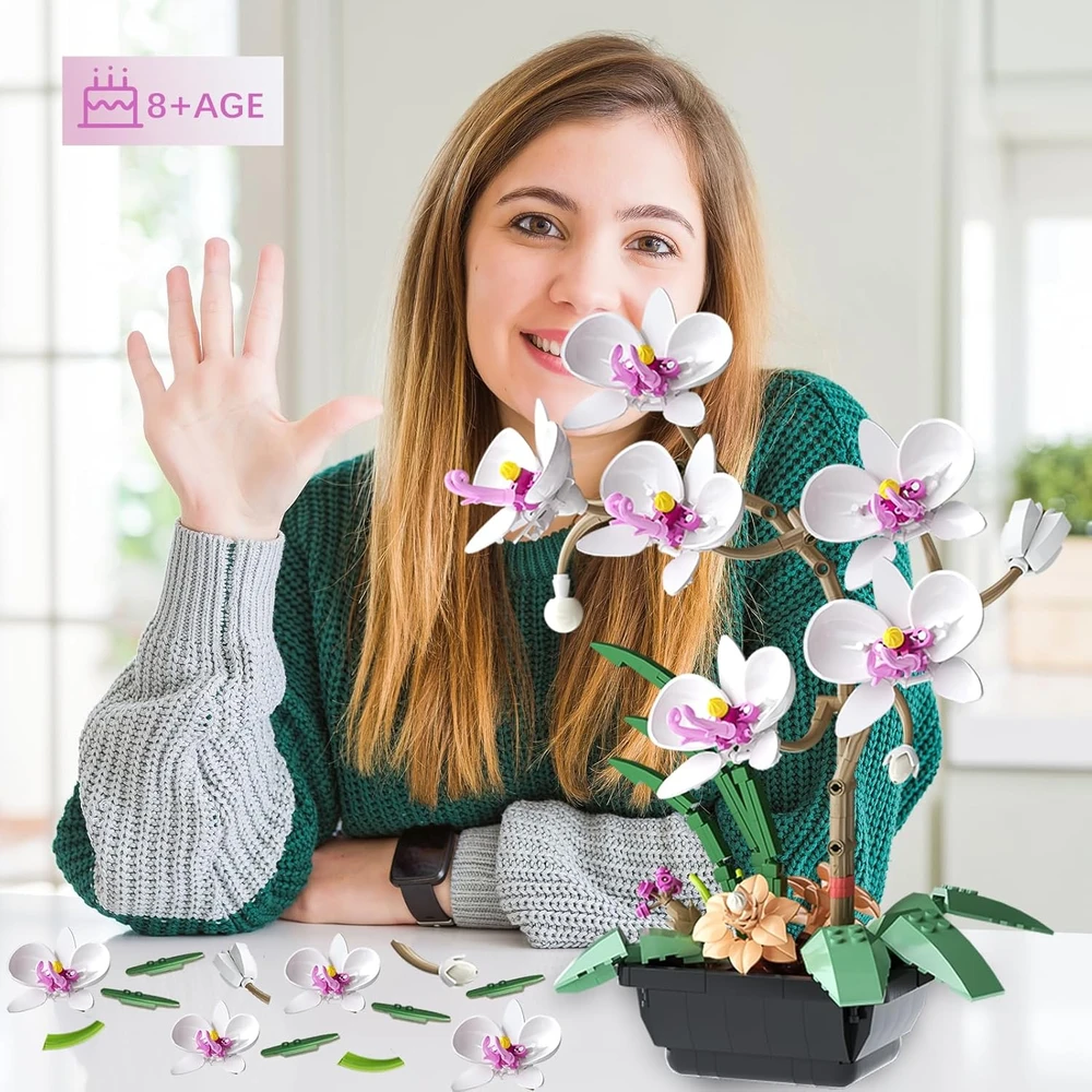 KONSTRUKCINIAI BLAKALAI, DIRBTINĖ ORCHIDĖJŲ AUGALA, RINKINYS SU GĖLĖMIS, 581 VNT.