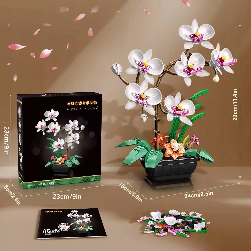 KONSTRUKCINIAI BLAKALAI, DIRBTINĖ ORCHIDĖJŲ AUGALA, RINKINYS SU GĖLĖMIS, 581 VNT.