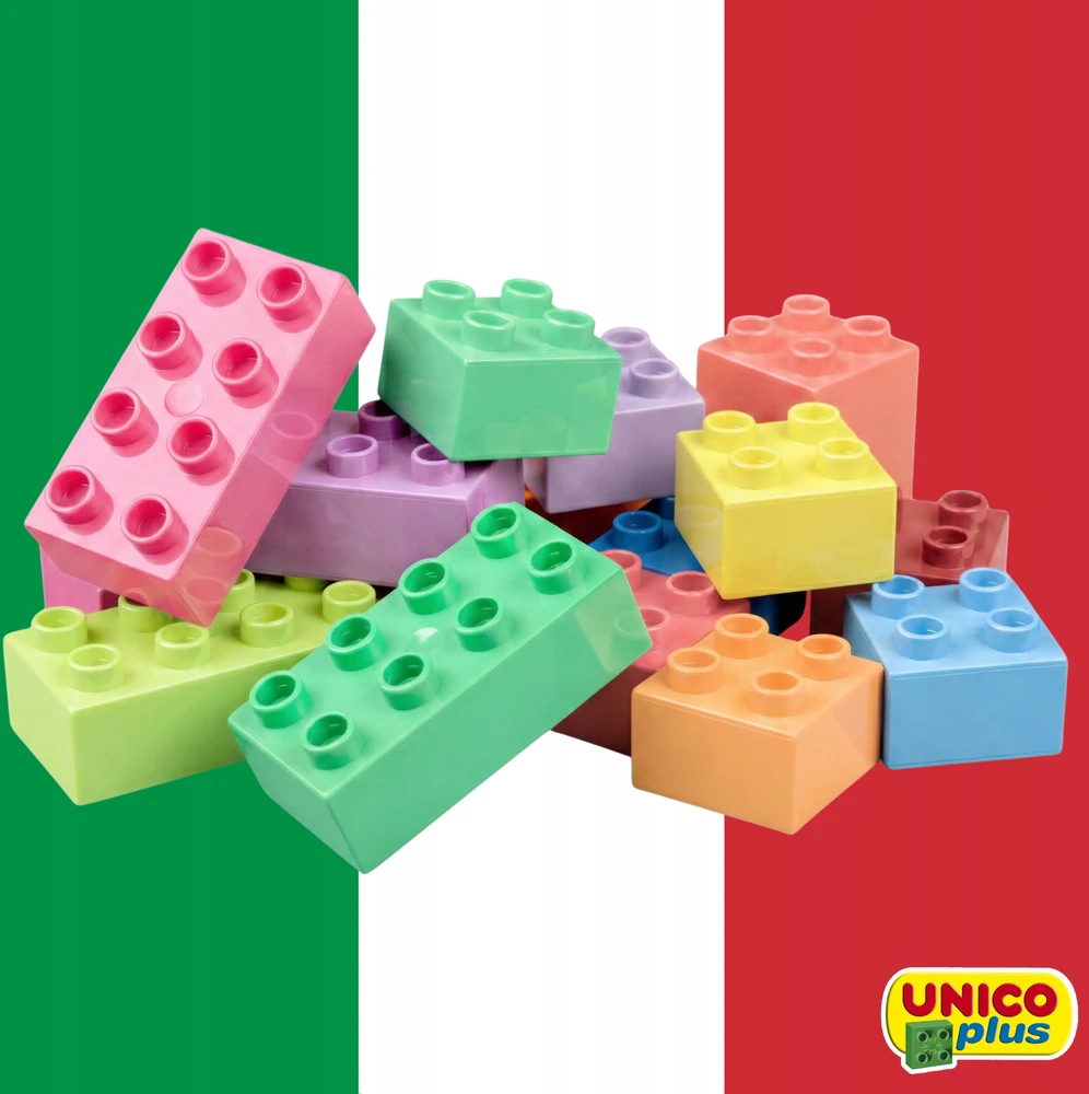 KONSTRUKCINIAI BLOKAI UNICO PASTEL BUCKET 2IN1 STATYBINĖ PLOKŠTE