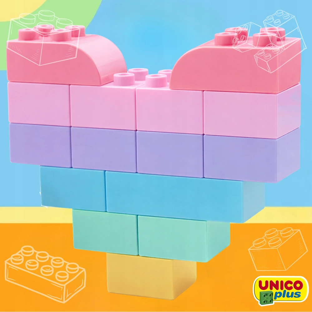 KONSTRUKCINIAI BLOKAI UNICO PASTEL BUCKET 2IN1 STATYBINĖ PLOKŠTE