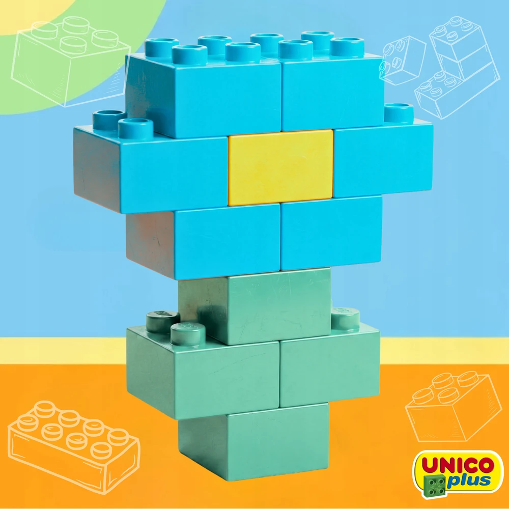 KONSTRUKCINIAI BLOKAI UNICO PASTEL BUCKET 2IN1 STATYBINĖ PLOKŠTE