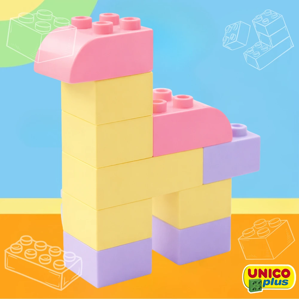 KONSTRUKCINIAI BLOKAI UNICO PASTEL BUCKET 2IN1 STATYBINĖ PLOKŠTE