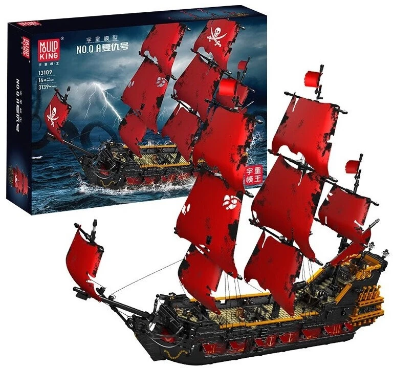 Konstrukciniai blokeliai Mould King 13109s - Piratų laivas "karalienės Anos Kerštas"