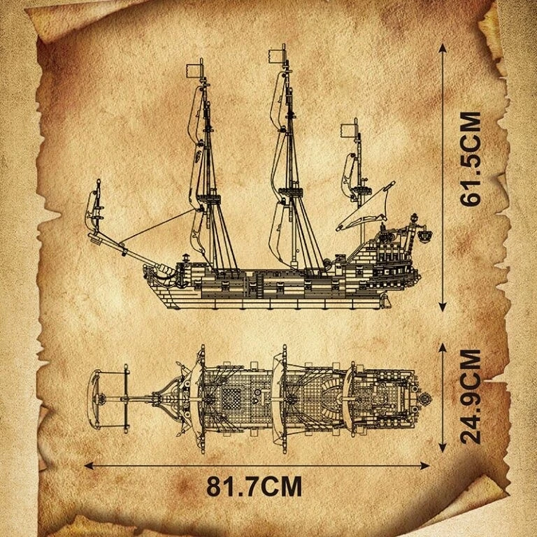 Konstrukciniai blokeliai Mould King 13109s - Piratų laivas "karalienės Anos Kerštas"