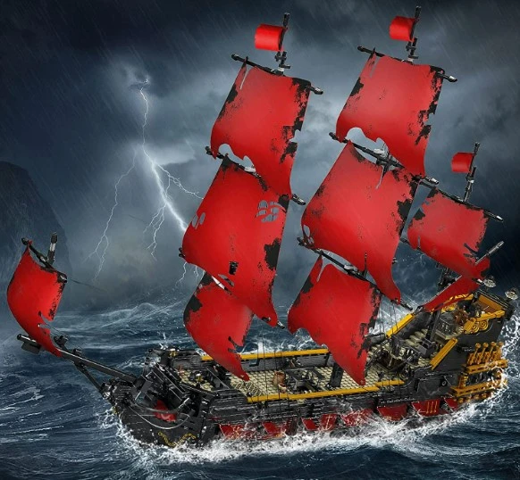 Konstrukciniai blokeliai Mould King 13109s - Piratų laivas "karalienės Anos Kerštas"