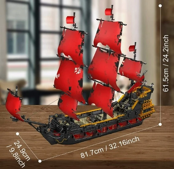Konstrukciniai blokeliai Mould King 13109s - Piratų laivas "karalienės Anos Kerštas"
