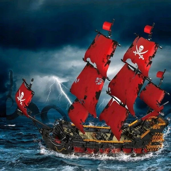 Konstrukciniai blokeliai Mould King 13109s - Piratų laivas "karalienės Anos Kerštas"