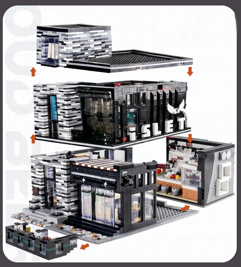 Konstrukciniai blokeliai Mould King 16042 Bar Pub su Led apšvietimu