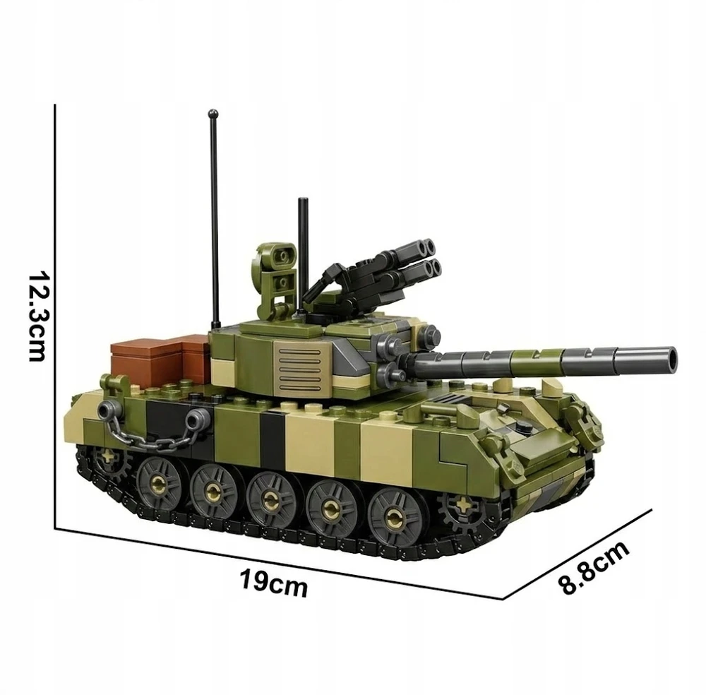 Konstrukciniai blokeliai Mould King 24073: Tankas T-72b3 su karine stovykla