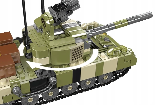Konstrukciniai blokeliai Mould King 24073: Tankas T-72b3 su karine stovykla