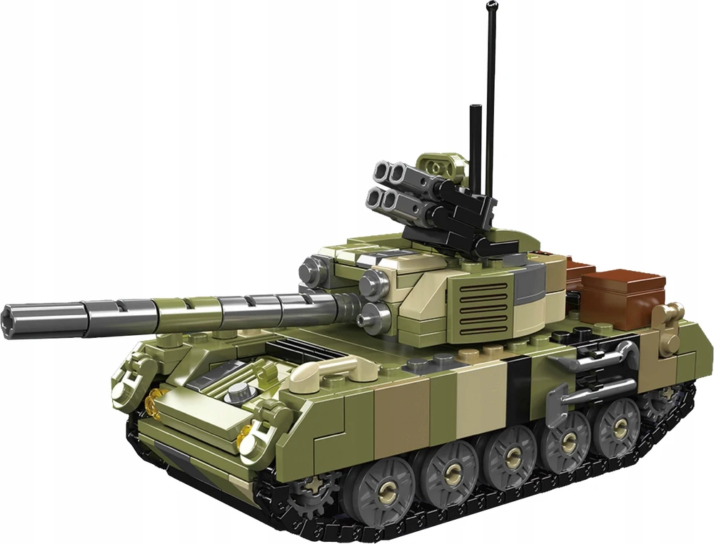 Konstrukciniai blokeliai Mould King 24073: Tankas T-72b3 su karine stovykla
