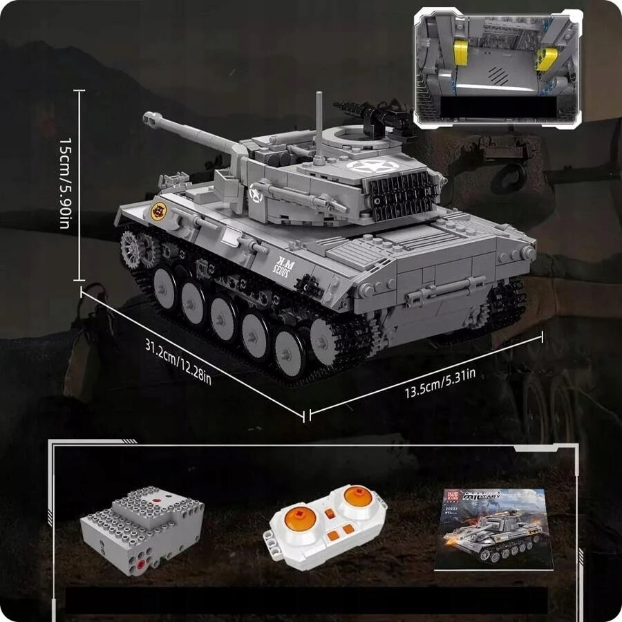 Konstrukciniai blokeliai Mould King M16 Hellcat, 971 el., valdomi pulteliu